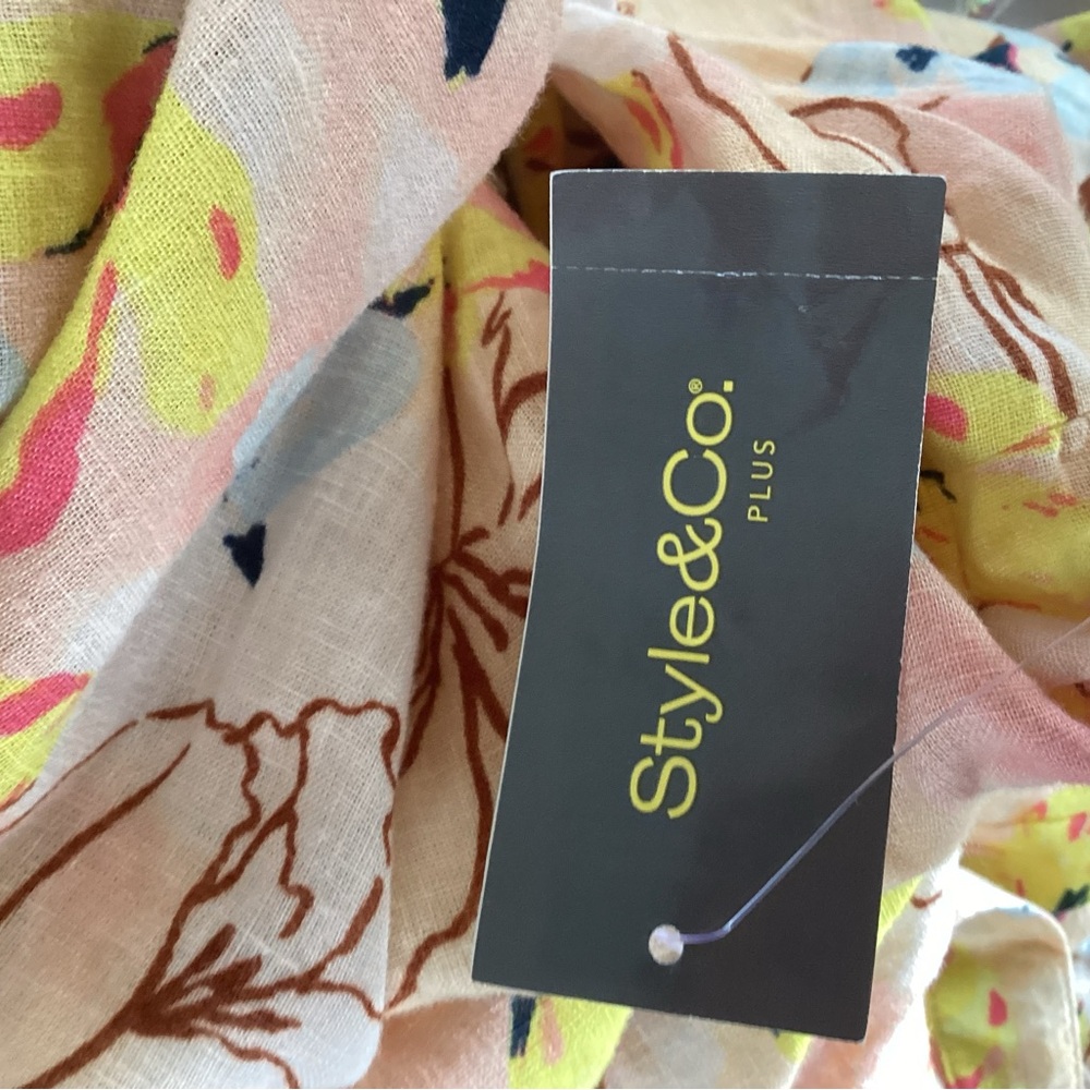 Style & Co. Floral Yellow and Pink Dress 2X - Picture 12 of 13